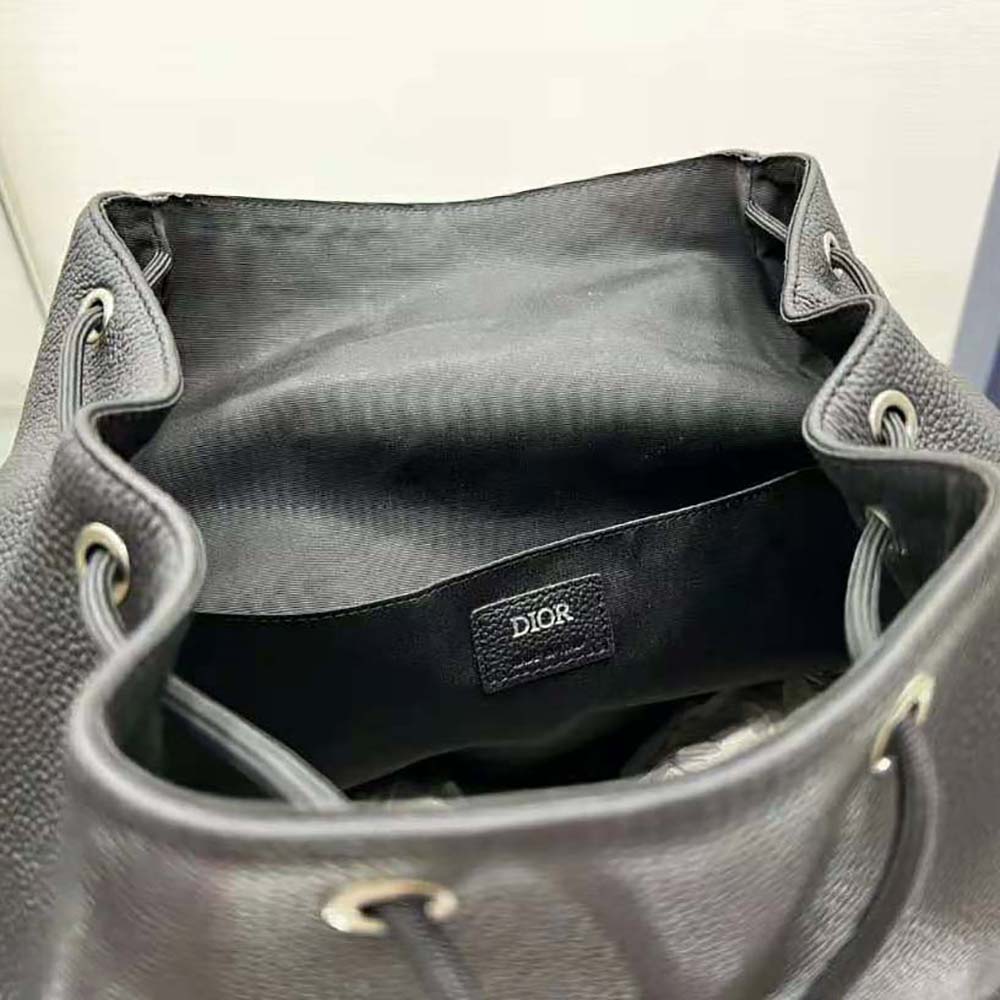 BALO Dior Hit the Road Cactus Jack Dior Backpack Black Grained Calfskin with Embroidered Signature