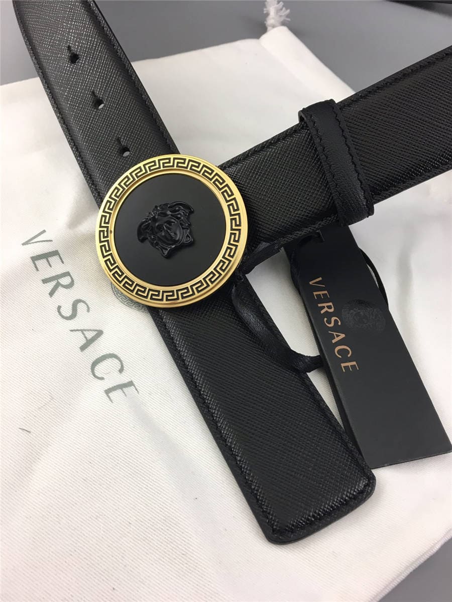 DÂY LƯNG VERSACE MEDUSA HEAD CIRCLE CALFSKIN LEATHER Khóa vàng