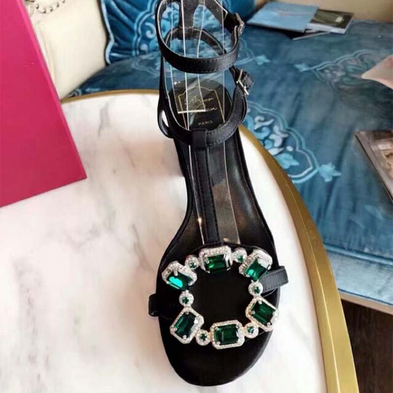 DÉP SANDAL Roger Vivier Podium Crown Jewels Sandals 5cm Heel-Black
