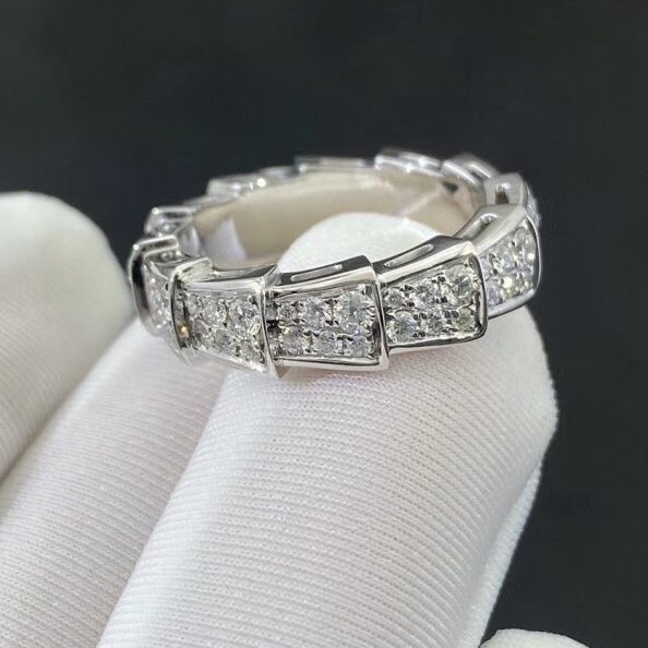 NHẪN BVLGARI SERPENTI VIPER RING WITH FULL DIAMOND WHITE GOLD 18K