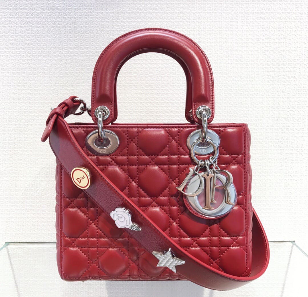 TÚI CHRISTIAN DIOR Lady Dior Bag Red Wine Cannage Lambskin Top Quality