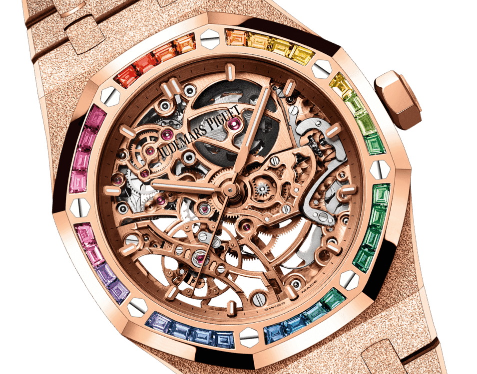 Đồng hồ Audemars Piguet Royal Oak Double Balance Openworked Rose Gold Frosted mặt số màu vàng hồng
