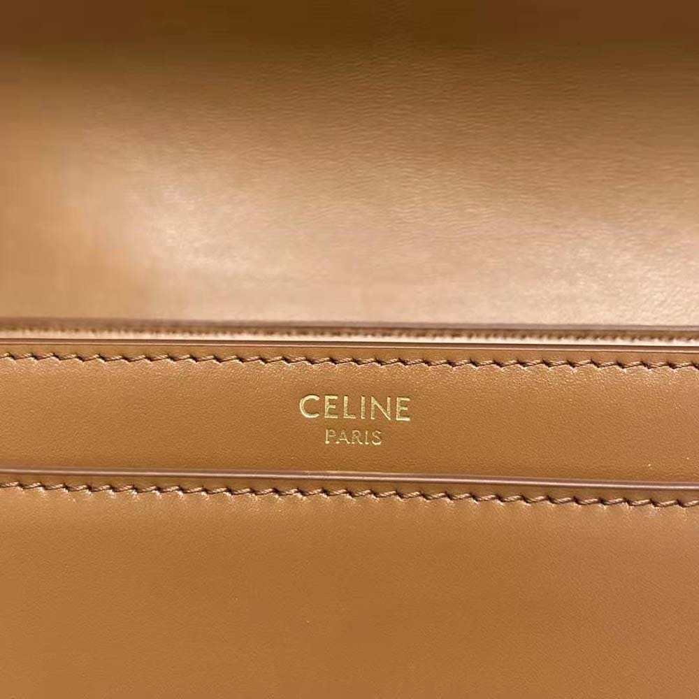 TÚI Celine Women Chain Bag 16 in Satinated Calfskin-Brown