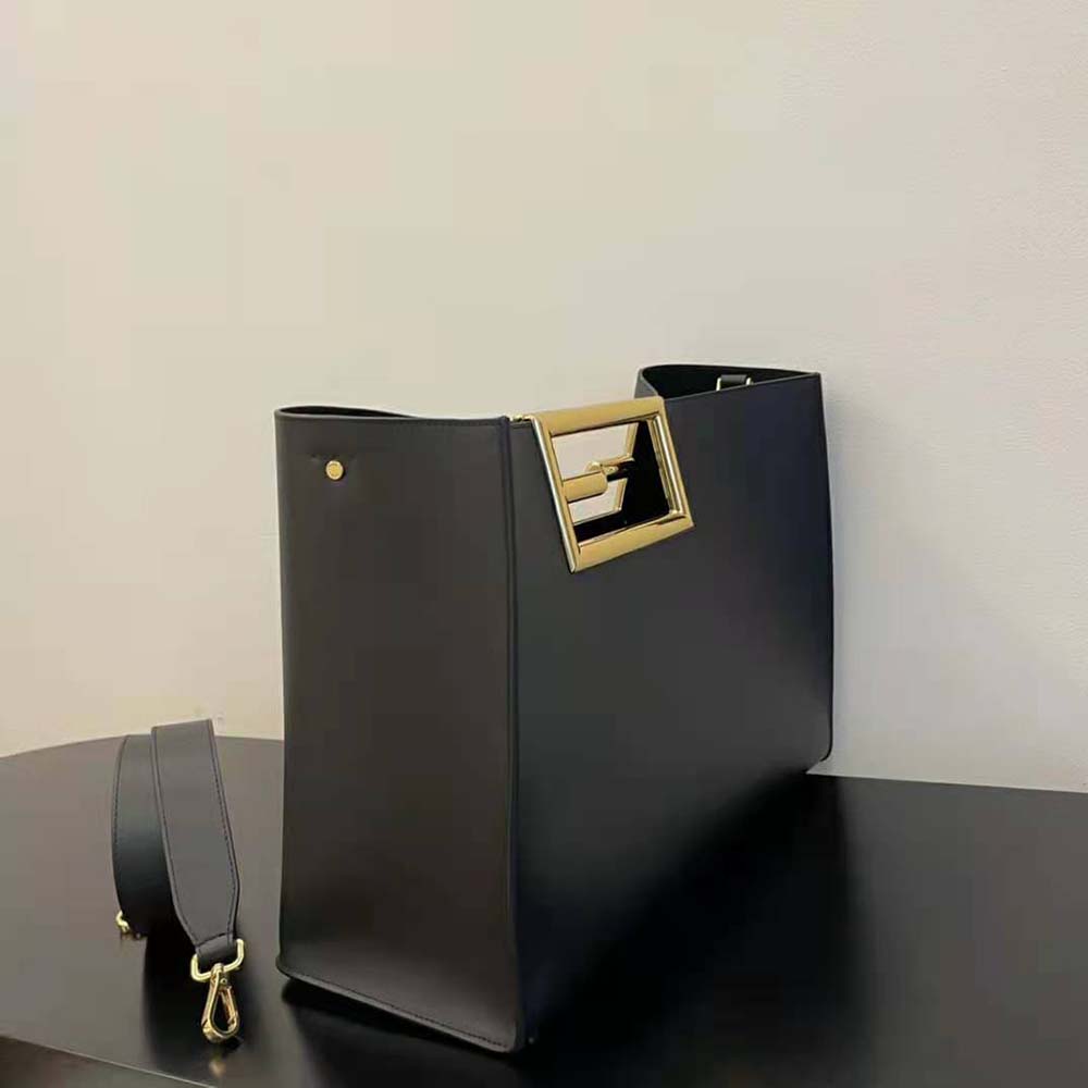 TÚI Fendi Way Medium Made of Camellia-Colored Leather Bag-Black
