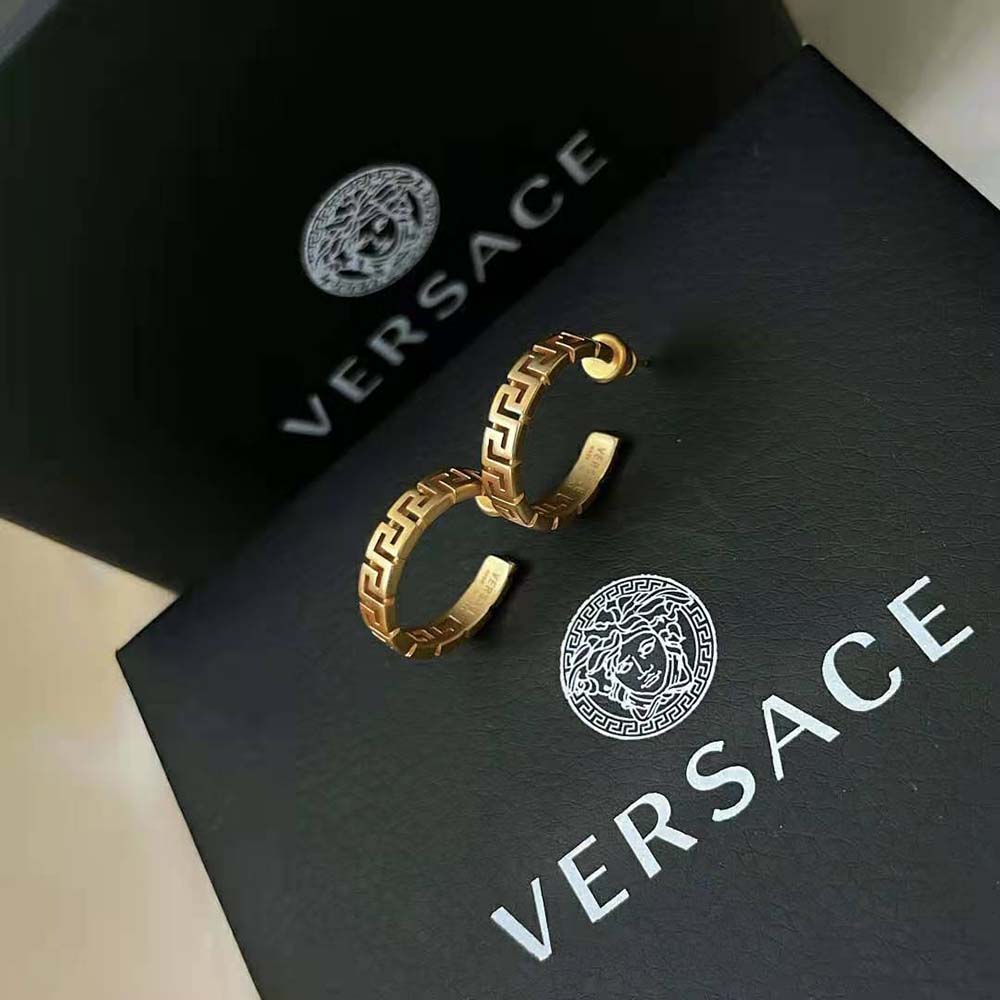 BÔNG TAI Versace Women Small Greca Hoop Earrings-Gold