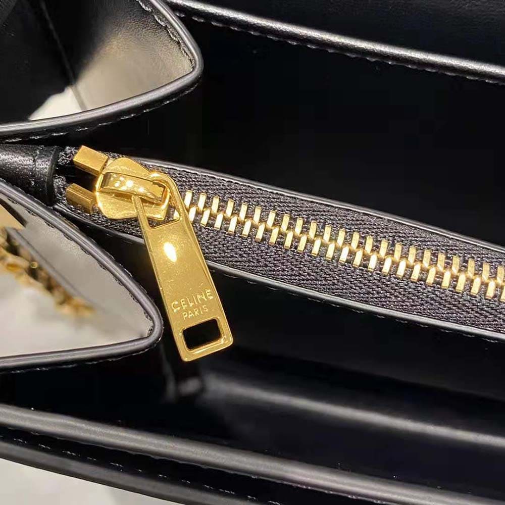 TÚI Celine Women Chain Bag 16 in Satinated Calfskin-Black