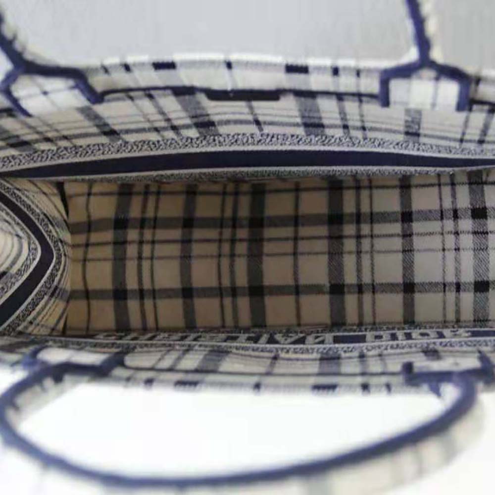 TÚI Dior Women Book Tote Blue Check’n’Dior Embroidery