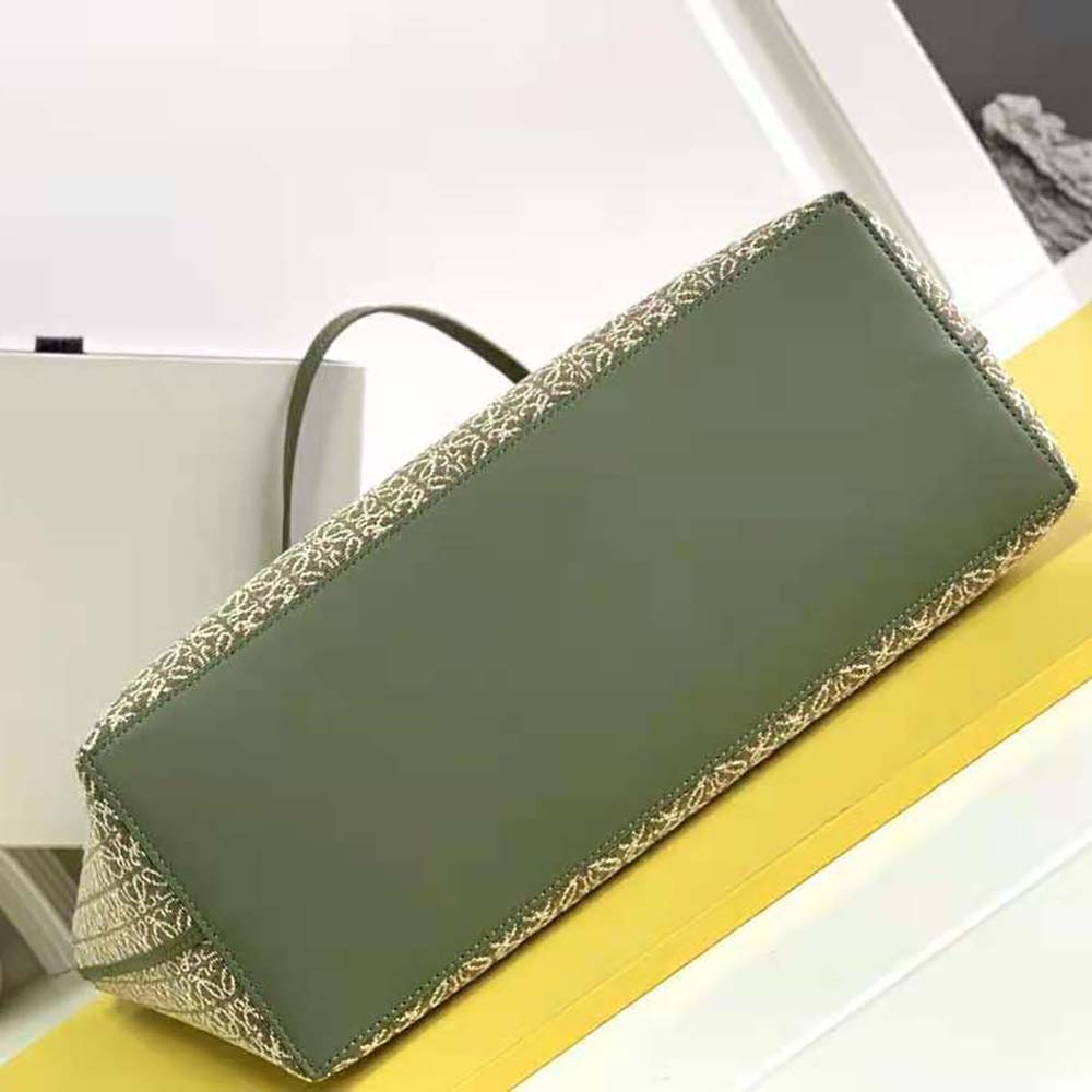 TÚI Loewe Women East West Tote Bag in Anagram Jacquard and Calfskin-Green