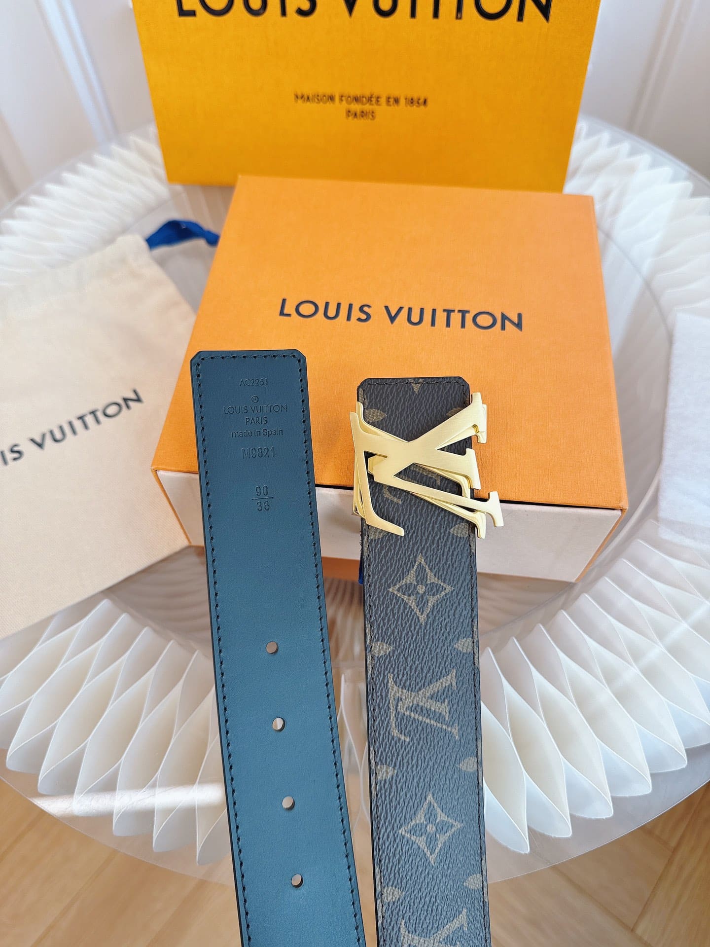 DÂY LƯNG LOUIS VUITTON DOUBLE LV BROWN MONOGRAM LEATHER Khóa vàng