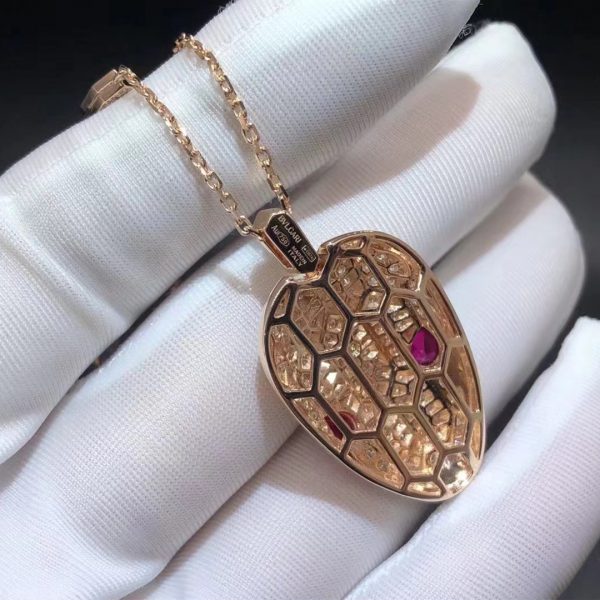 Vòng cổ BVLGARI Serpenti Kim cương Pave Diamond Rubellite Eyes 18K