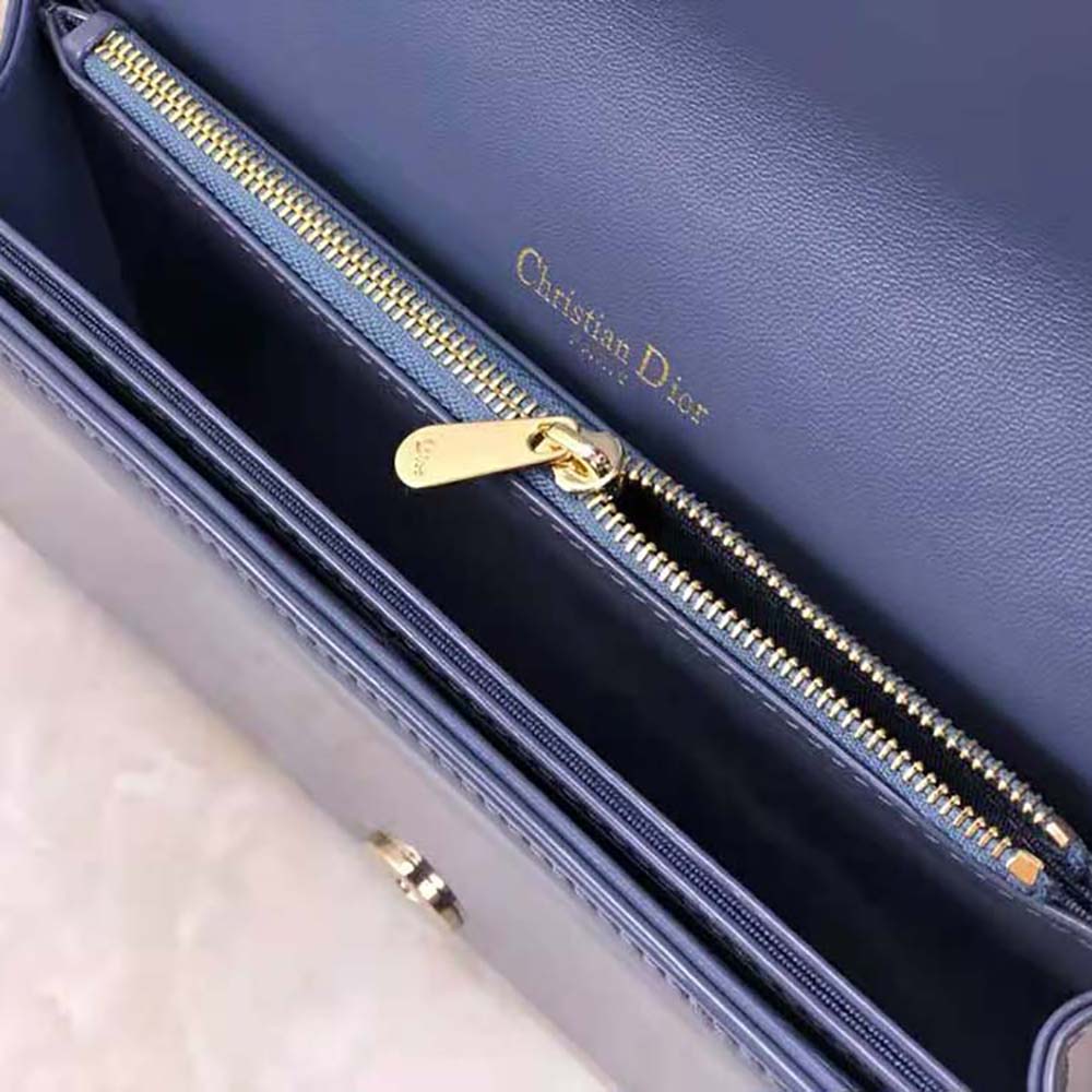 TÚI Dior Lady Dior Pouch Patent Cannage Calfskin-Blue