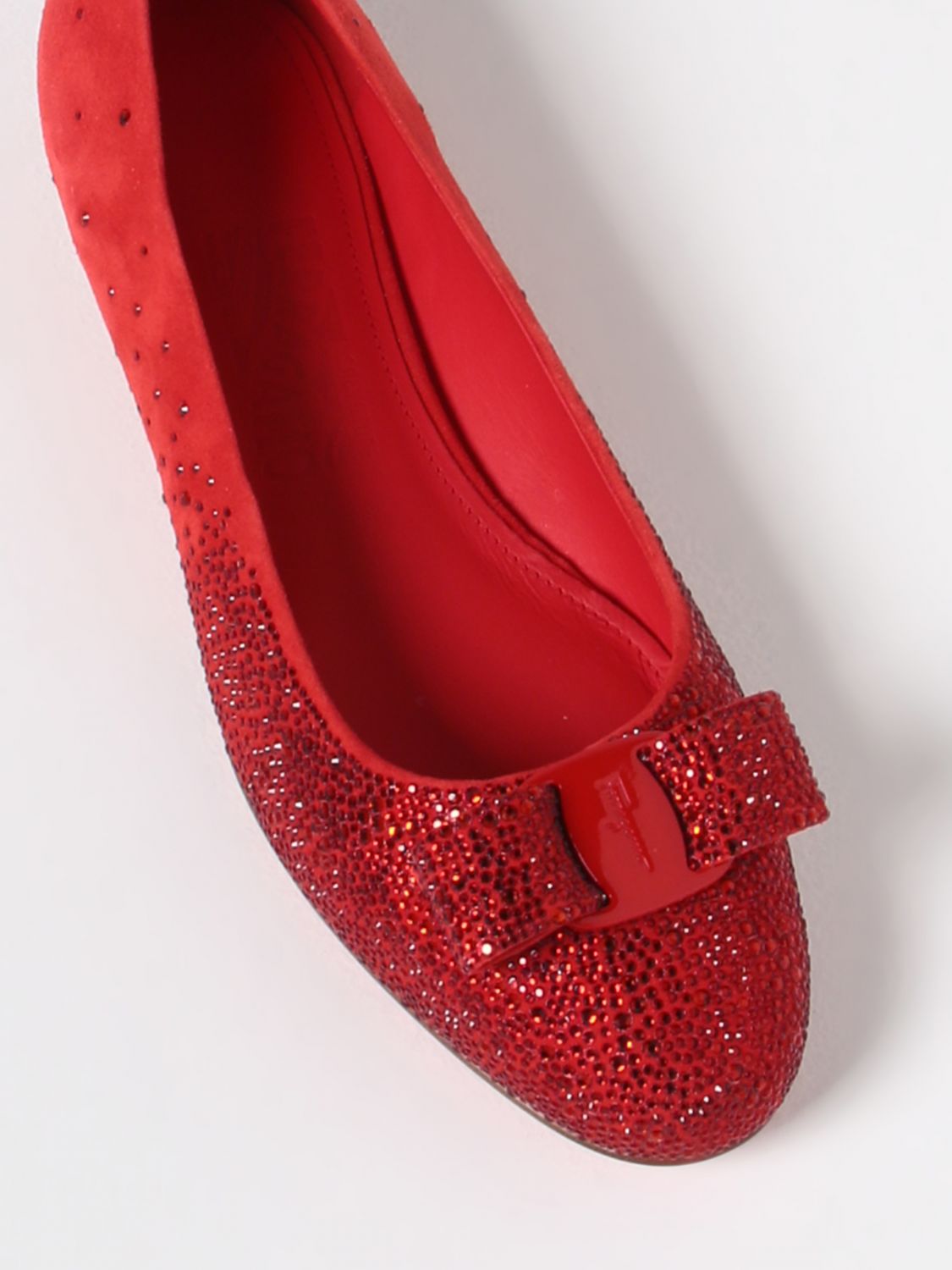 GIÀY SALVATORE FERRAGAMO Red flats suede shoes
