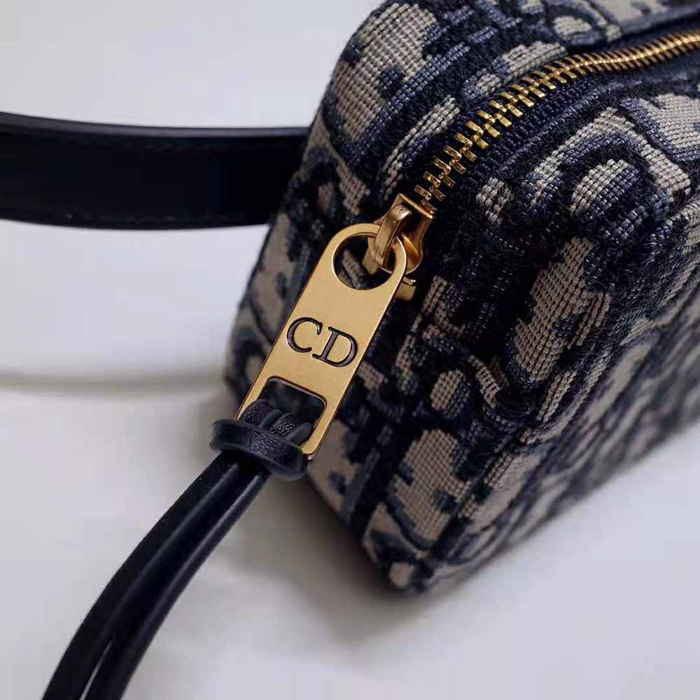 TÚI Dior Women Oblique Belt Pouch Blue Dior Oblique Jacquard