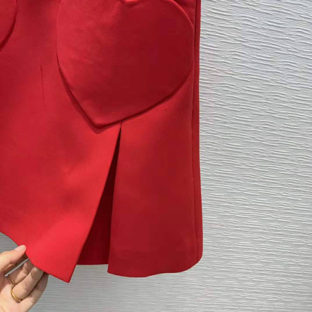 Chân váy Dior Dioramour Miniskirt with Heart-Shaped Pockets Red Wool and Silk