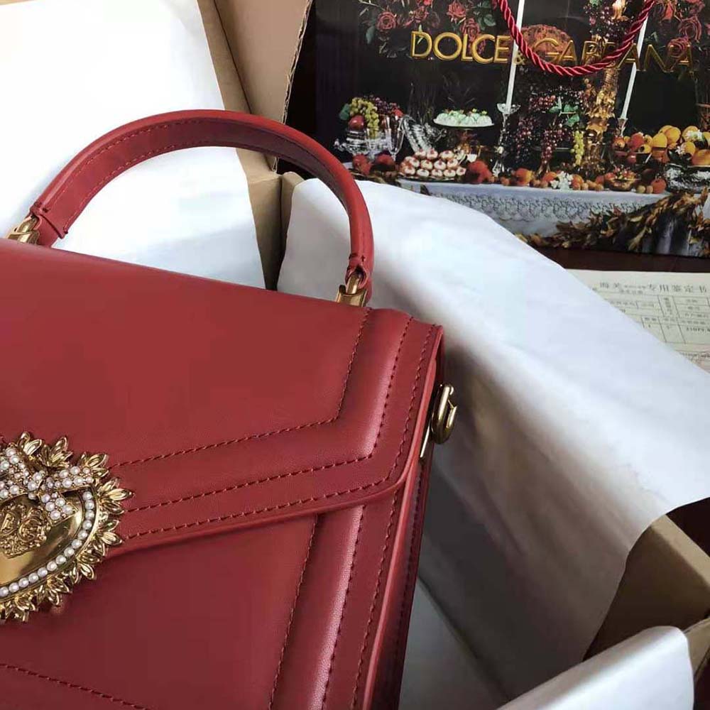 TÚI Dolce Gabbana D&G Women Small Smooth Calfskin Devotion Bag-Maroon