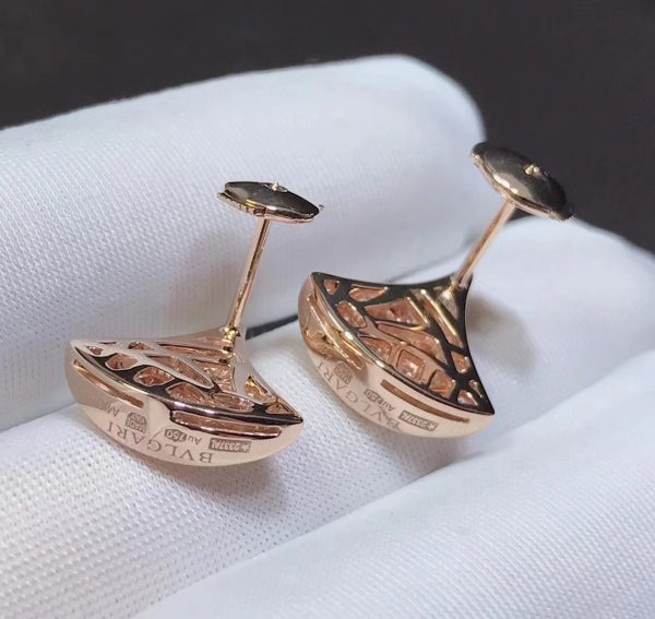 Bông tai BVLGARI Divas Dream Pave Diamonds vàng hồng 18K