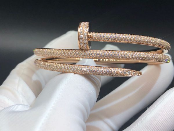 Vòng tay Cartier Juste Un Clou 2 kim cương vàng hồng 18K