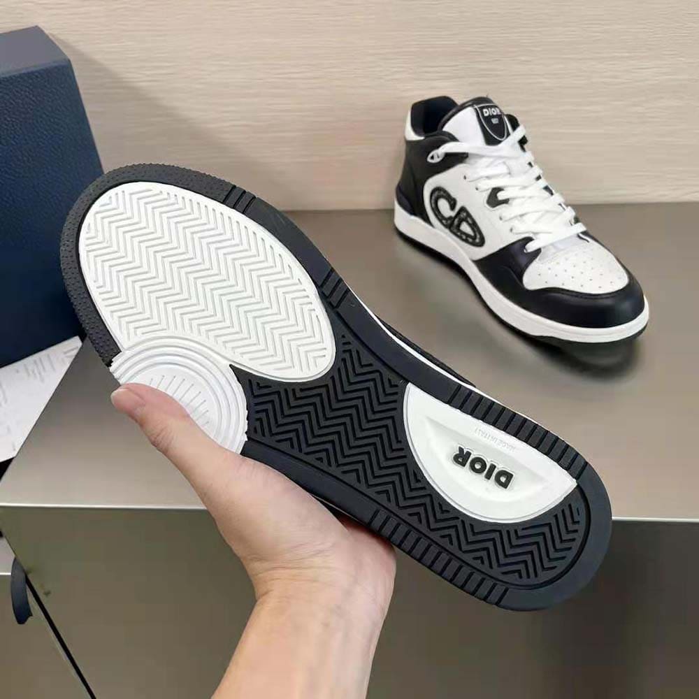 GIÀY DIOR B57 Mid-Top Sneaker Black and White Smooth Calfskin