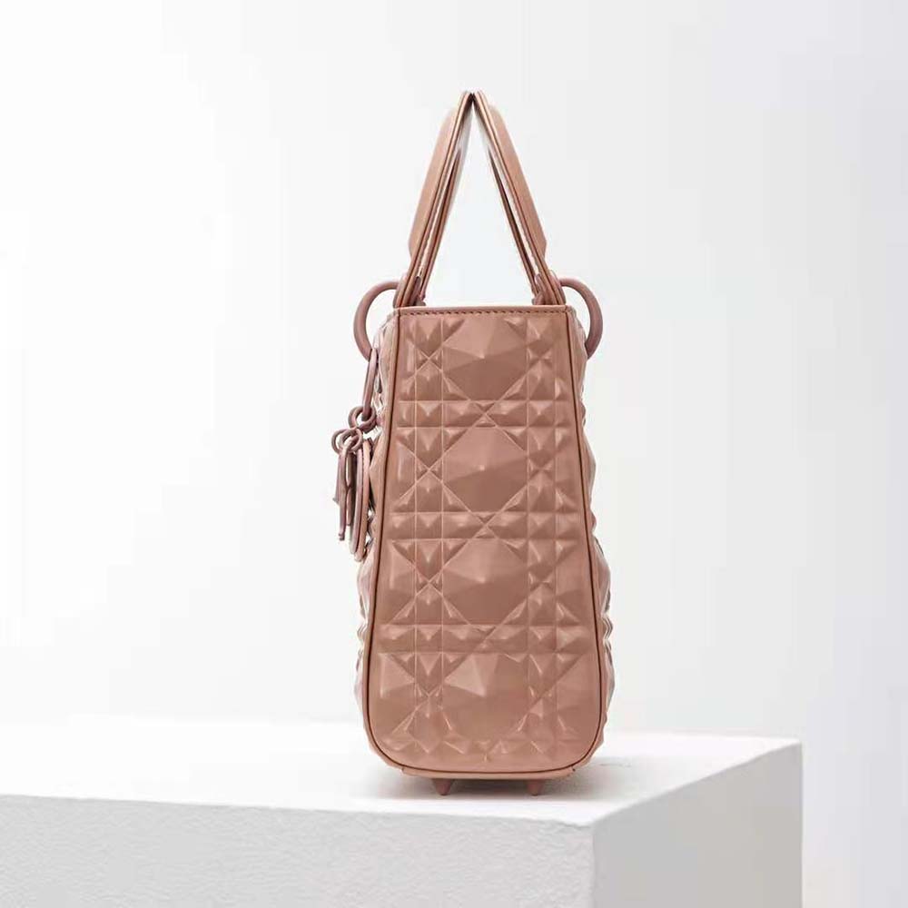 TÚI Dior Women Small Lady Dior my Abcdior Bag Rose Des Vents Cannage Calfskin with Diamond Motif