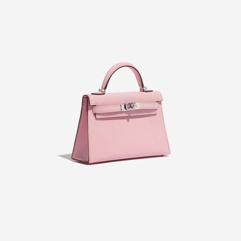 TÚI Hermès Kelly Mini Chèvre Mysore Rose Sakura Silver Buckle khóa trắng