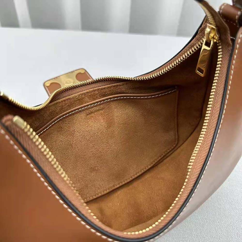 TÚI Celine Women Ava Triomphe Soft Bag in Smooth Calfskin-Brown