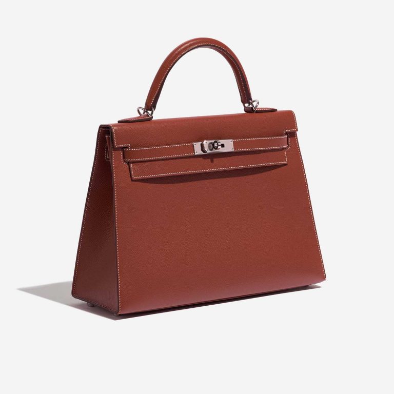 TÚI Hermès Kelly 32 Epsom Sienne Silver Buckle khóa trắng