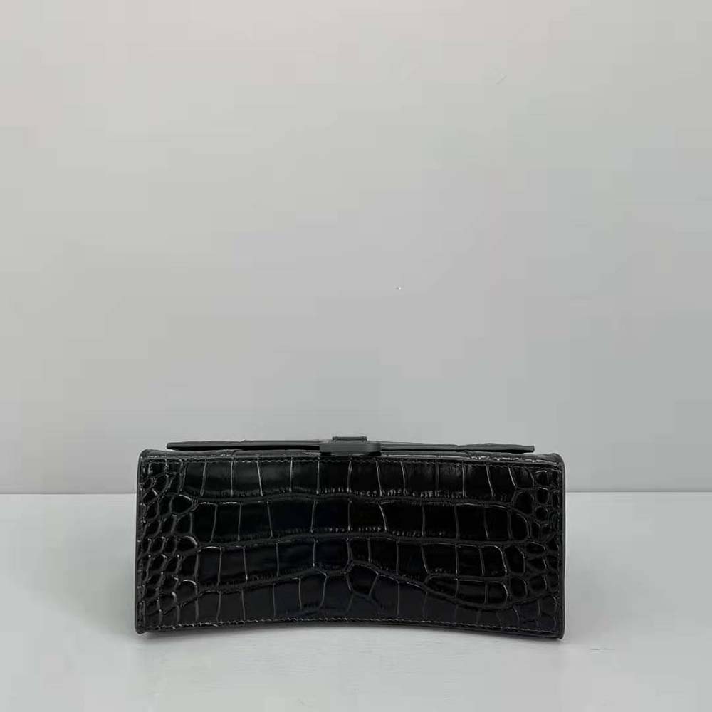 TÚI Balenciaga Women Hourglass Small Top Handle Bag-Black vân da cá sấu