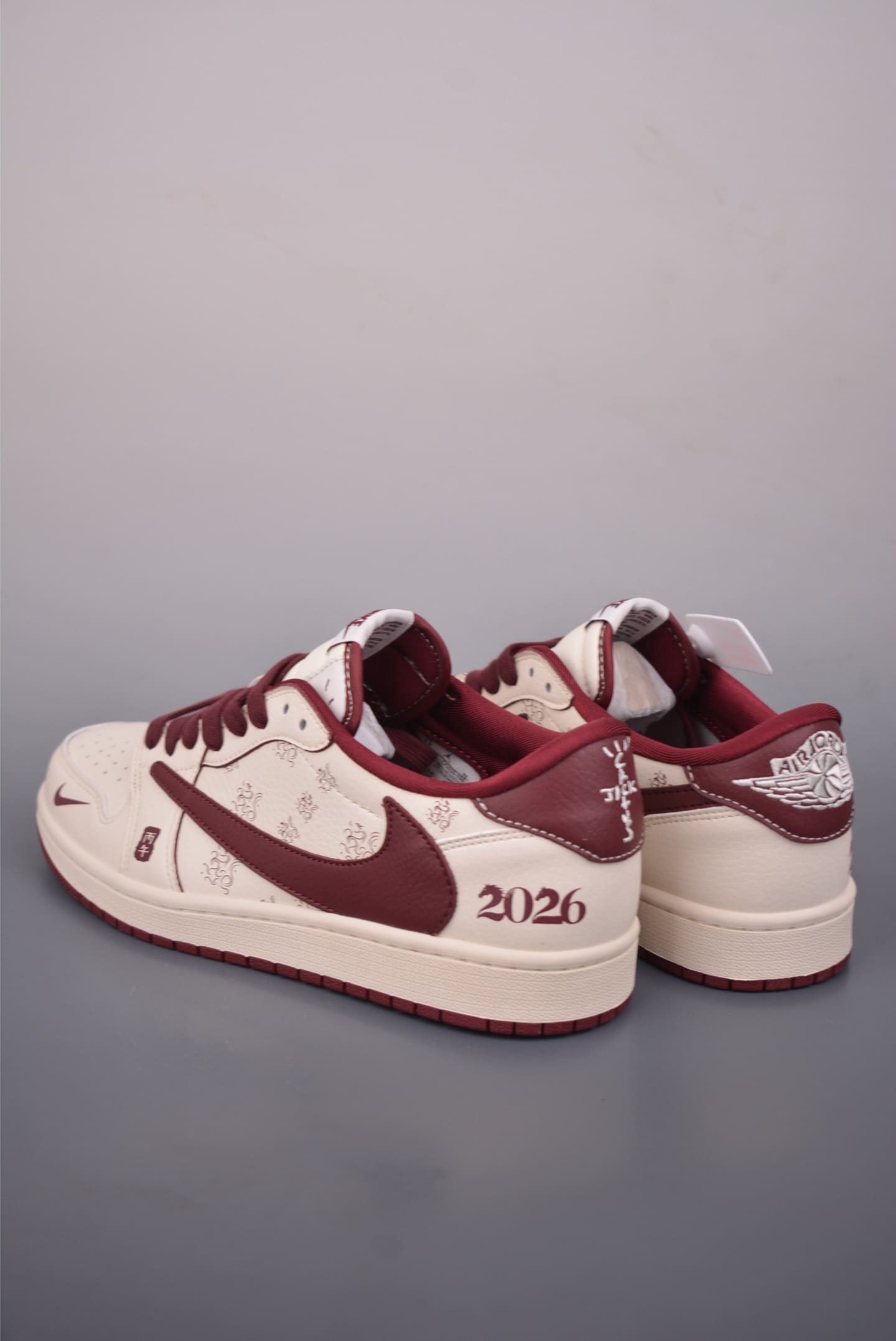 GIÀY TRAVIS SCOTT X AIR JORDAN 1 LOW NĂM NGỰA TRẮNG ĐỎ BURGUNDY TOP QUALITY SHOES AAA