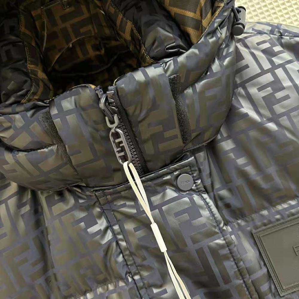 ÁO Fendi Women Down Jacket Blue FF Tech Fabric Down Jacket