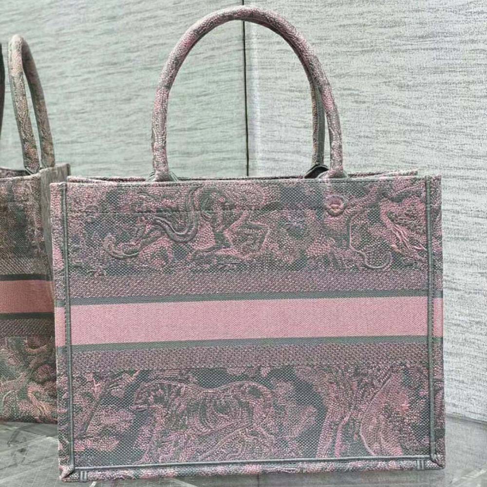 TÚI Dior Women Medium Dior Book Tote Pink Multicolor Toile de Jouy Voyage Embroidery