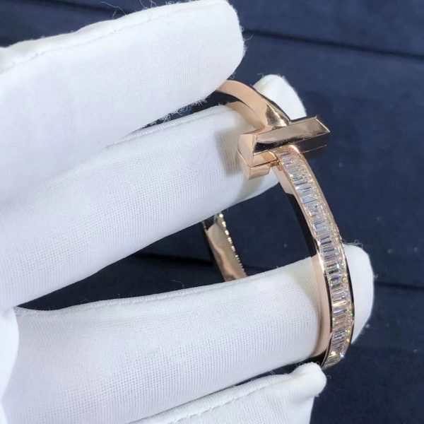 Vòng tay Tiffany & Co Tiffany T1 Baguette Diamonds vàng hồng 18K