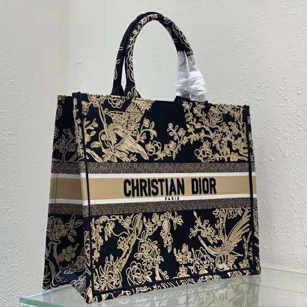 TÚI Christian Dior Black Dior Jardin D’Hiver Embroidered Cotton with Velvet and Metallic Thread