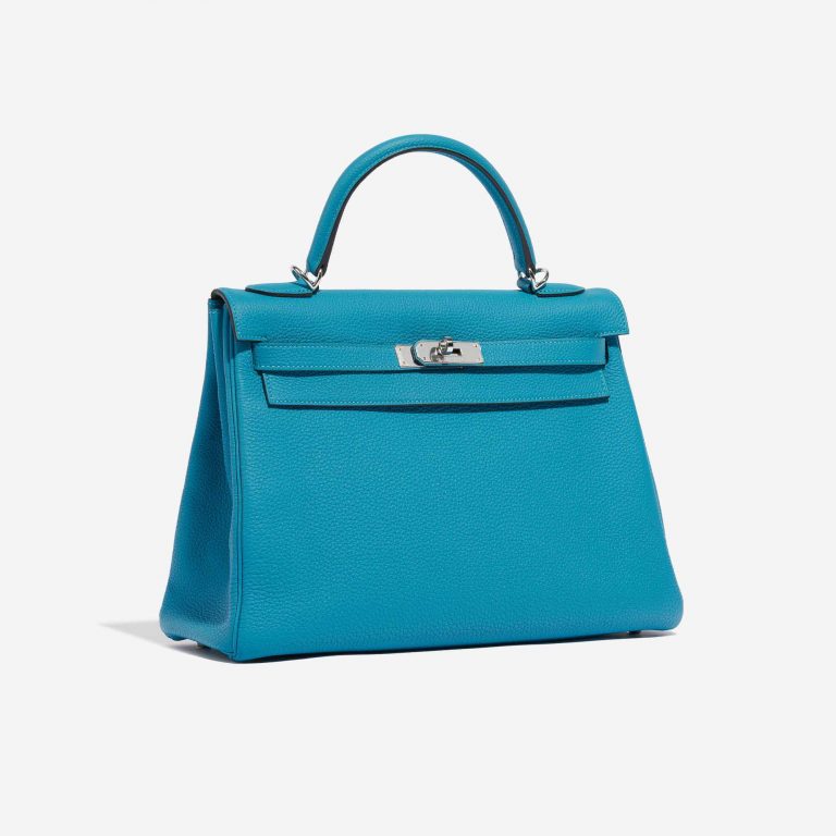 TÚI Hermès Kelly 32 Togo Blue Izmir Silver Buckle khóa trắng