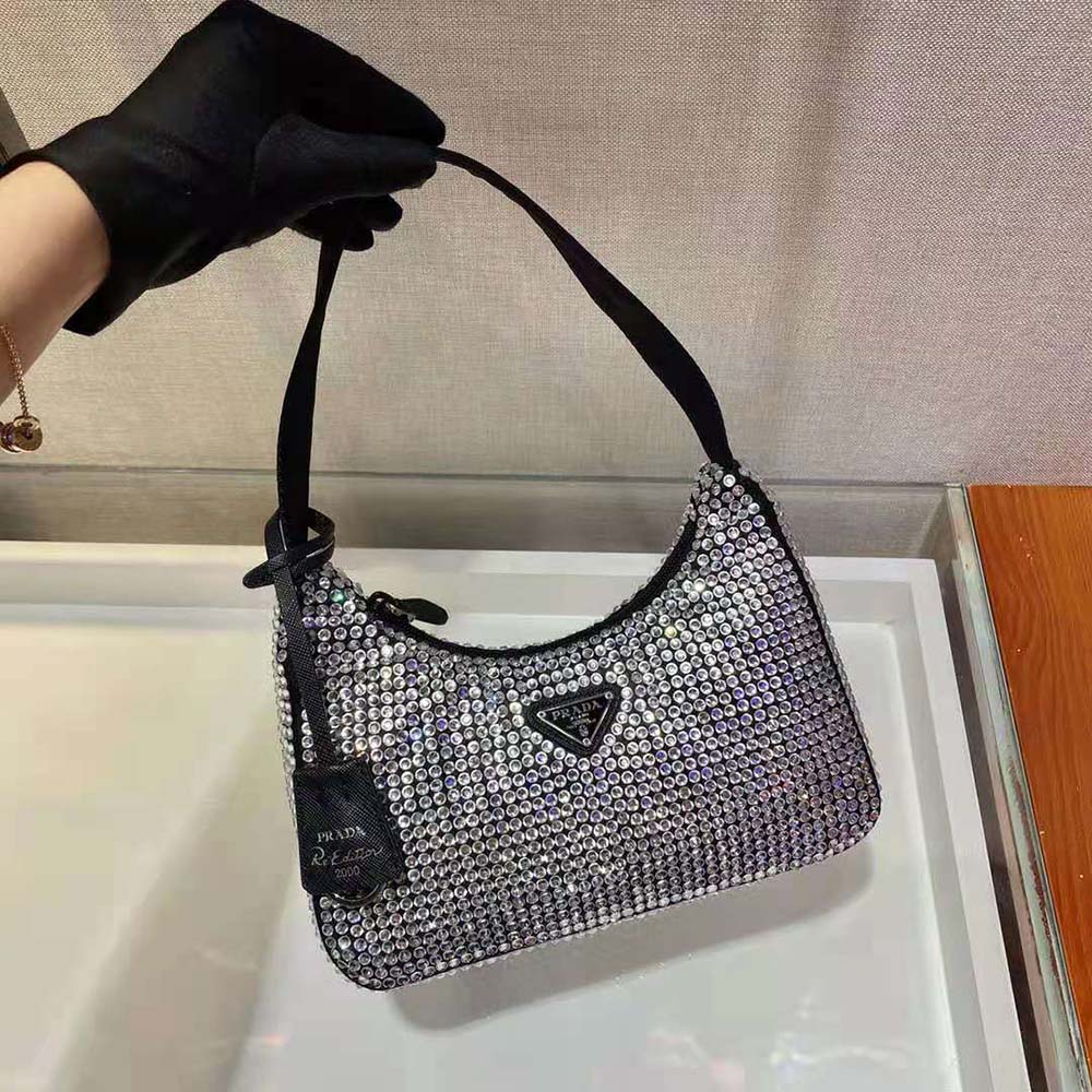 TÚI Prada Duchesse and Crystal Mini-Bag-Black