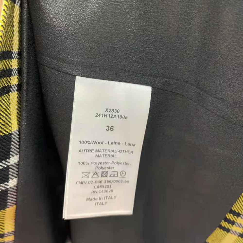 VÁY CHRISTIAN DIOR Women Zipped Dress Yellow and Black Check n Dior Wool Twill