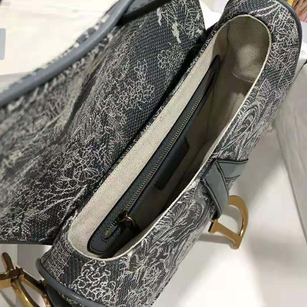 TÚI Dior Women Saddle Bag Toile DE Jouy Reverse Jacquard-Silver