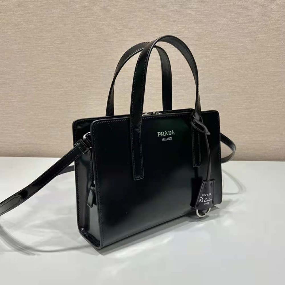 TÚI Prada Women Re-Edition 1995 Brushed-Leather Medium Handbag-Black