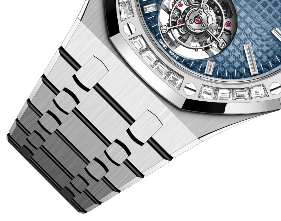 Đồng hồ Đồng hồ Ademars Piguet Royal Oak Selfwinding Flying Tourbillon Diamond mặt số màu xanh