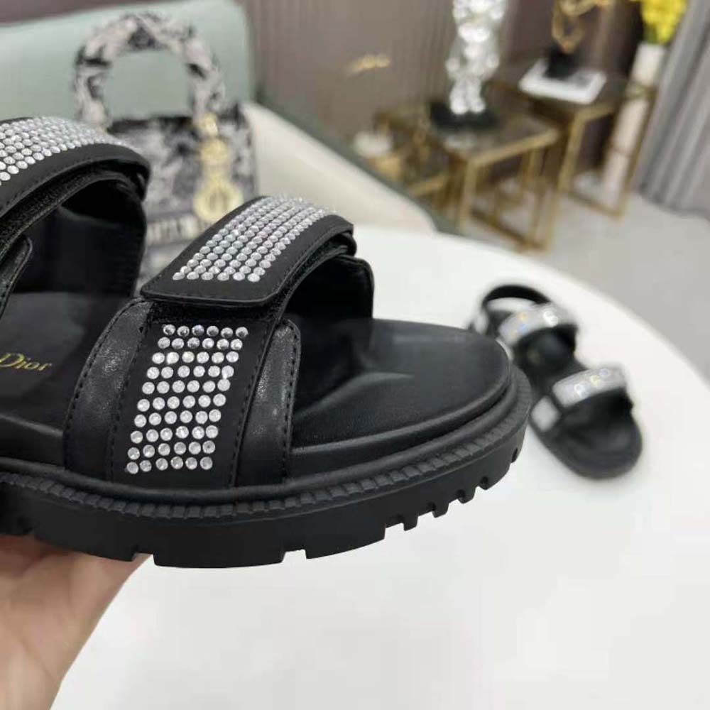 DÉP SANDAL DIOR Dioract Sandal Black Technical Fabric and White Resin Pearls