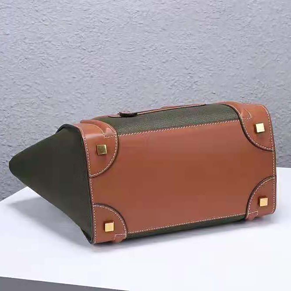 TÚI Celine Women Micro Luggage Handbag in Textile and Calfskin-Green