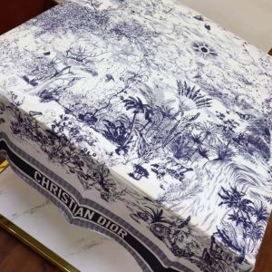 KHĂN Dior Women Toile De Jouy Quatre Saisons Square Scarf Blue Silk Twill