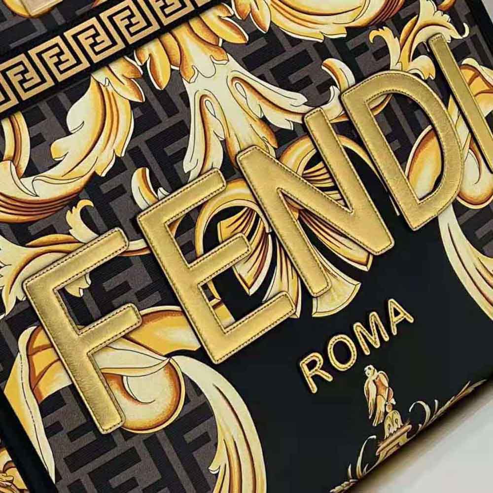 TÚI Fendi Women Sunshine Medium Fendace Printed FF Leather Shopper