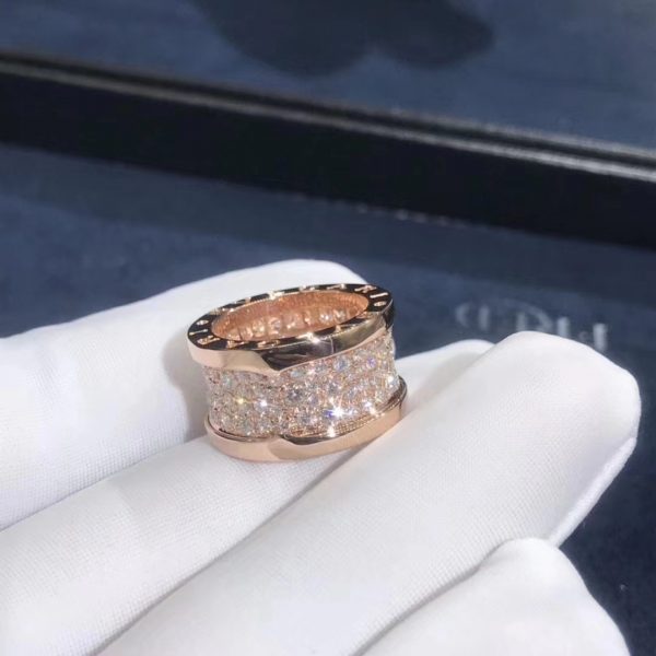 Nhẫn BVLGARI B.zero1 full kim cương vàng hồng 18K