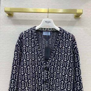 ÁO Prada Women Jacquard Shetland Wool Cardigan