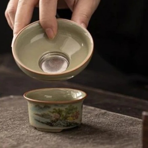 Bộ Trà Men Rạn Vẽ Sơn Thủy