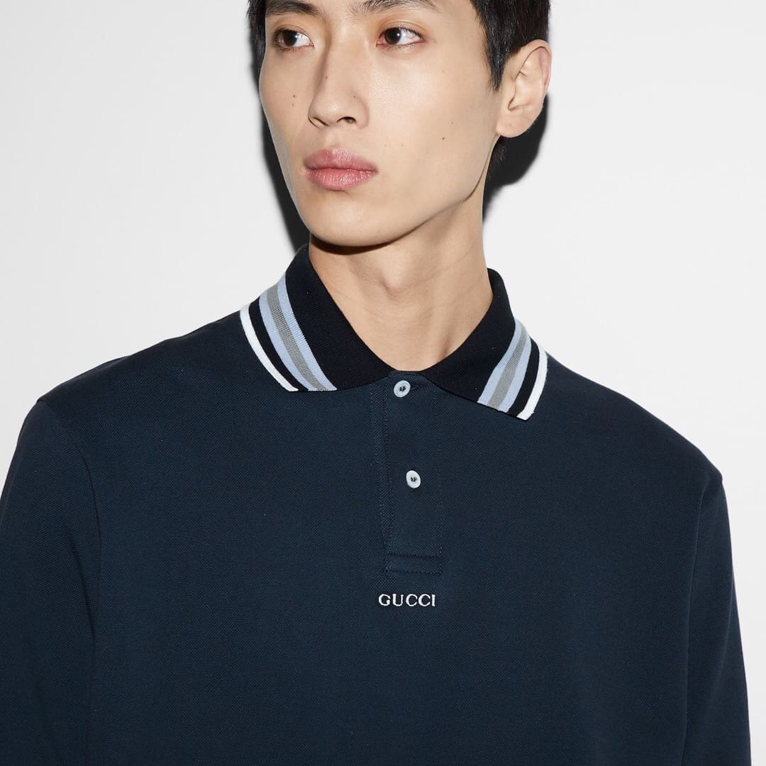 ÁO GUCCI GG POLO SHIRT MÀU XANH ĐẬM UNISEX