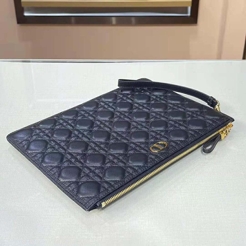 TÚI Dior Large Dior Caro Daily Pouch Cannage Calfskin-Black