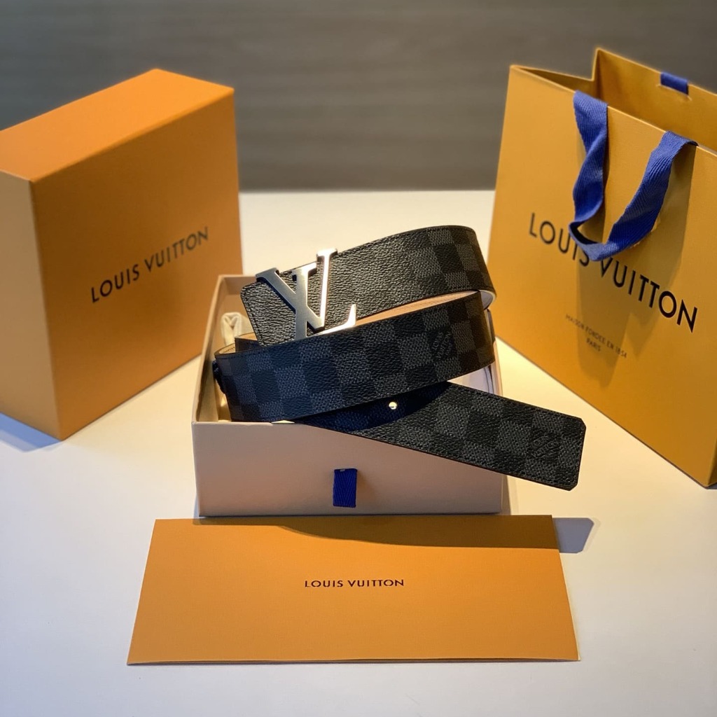 DÂY LƯNG LOUIS VUITTON SQUARE BLACK MONOGRAM Khóa bạc