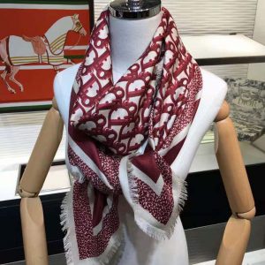 KHĂN Dior Women Dior Oblique Square Scarf Burgundy Silk Twill