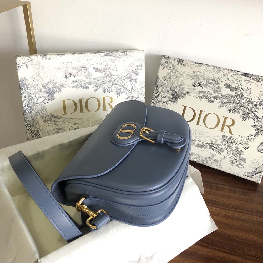 TÚI Dior Women Medium Dior Bobby Bag Denim Blue Box Calfskin-Navy